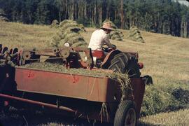 Hauling hay with Massey Ferguson 175 tractor near Moricetown