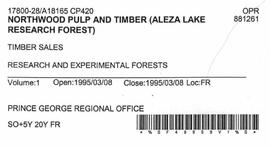 Timber Sale Licence - Northwood Pulp and Timber Limited (A18165 CP420)