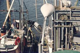 Fishing boat refueling at dock at Port Edward
