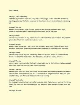 Diary of Willard Freer - January 1, 1964 to December 31, 1966 - Transcript