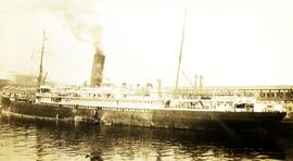S.S. Tahali Canadian-Australian steamship at CPR Pier B and C in Vancouver