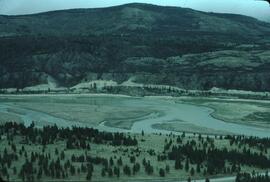 View of Columbia River floodplain in the Kootenays from an airplane