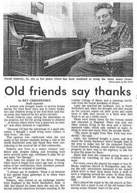 "Old friends say thanks" article from the Prince George Citizen