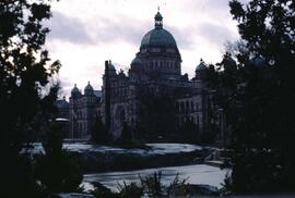 BC parliament buildings in winter