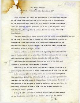 A.H. Phipps Memoirs of Charles E. Bedaux Sub-Arctic Expedition 1934 - Typescript version 1