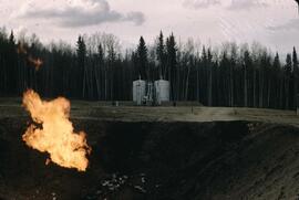 Oil refinery flame in Wonowon oil field