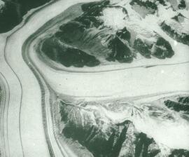 Vertical aerial photography of an alpine glacier in the St. Elias Mountains