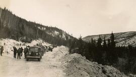 Five Vehicles on a Road Under Construction in Northern BC
