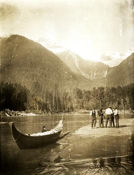 Marion Collison in canoe en route to Hazelton, BC