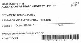 Aleza Lake Research Forest - Growth & Yield 59-71-R 101 - Experimental Plot 107