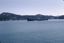 View of freighter in the Gulf Islands from a BC ferry