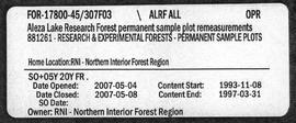 Aleza Lake Research Forest Permanent Sample Plot Remeasurements - Volume 3