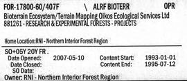 Bioterrain Ecosystem/Terrain Mapping Oikos Ecological Services Ltd
