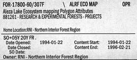 Aleza Lake Ecosystem mapping Polygon Attributes