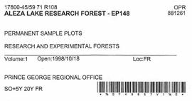 Aleza Lake Research Forest - Growth & Yield - Experimental Plot 148