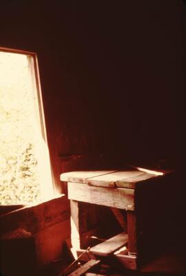 Interior of abandoned house with old furniture in the Nitinat-Clo-oose area on the West Coast Trail