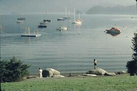 Boats from shoreline at Deep Cove
