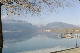 View of reflections on Okanagan Lake from bed & breakfast motel
