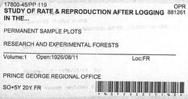 PP 119 - Study of Rate and Reproduction After Logging