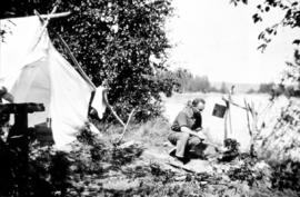 Braham Griffith at fly camp on the Fraser River near Willow River area