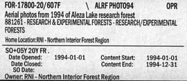 Aerial Photos from 1994 of Aleza Lake Research Forest