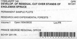 PP 148 - Development of Residual Cut Over Stands of Englemann Spruce and Balsam Fir
