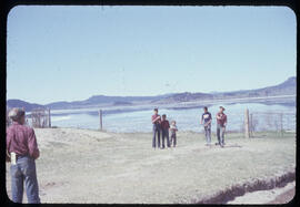 Group of boys playing horseshoes in Lejac, BC