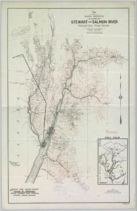 Map showing Mining Properties in Vicinity of Stewart and Salmon River. Portland Canal Mining Division. British Columbia