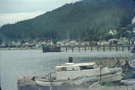 Boat and docks on Sitka shoreline at Kitimat