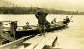 Men in freight canoe on Skeena River