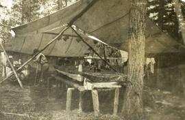 Cook tent on Sunday in camp in the Chilcotin