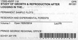 PP 118 - Study of Growth and Reproduction After Logging