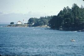 View of lighthouse from ferry at Comox