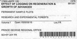 PP 120 - Effect of Logging on Regeneration and Growth of Advanced
