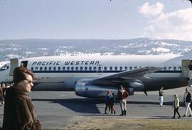 Pacific Western Airlines plane at Kelowna Airport