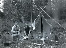 Emil Bronlund at camp above Little Canyon on the Omineca River
