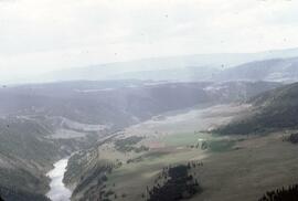 Aerial view of a ranch along the Fraser River
