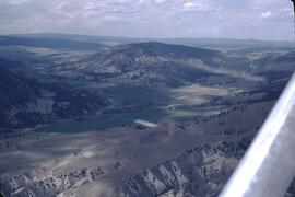 Aerial view of a gang ranch along the Chilcotin River