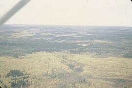 Aerial view of Upper Hay River with fall colours