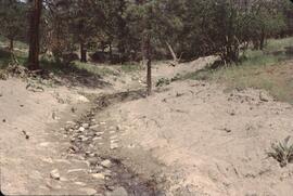 Rocks and flash flood sediment on west side of Okanagan Lake