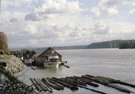 Fish boat and logs at Port Albion