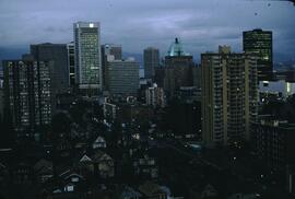 Downtown Vancouver cityscape at night