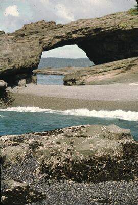 Hole in the Wall on the shoreline at Tsusiat Falls on the West Coast Trail