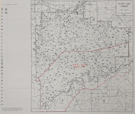 Aleza Lake Forest map with forest cover labels annotated to show 1994 RFP study area