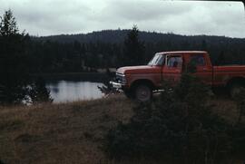 Red truck on Boll and Sons ranch land in West Radium