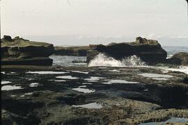 Rocky shoreline and tidal pools at southern area of Mabens Beach