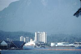 Urban skyline of Vancouver from harbour