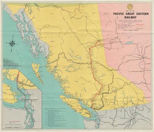 "Map of the Pacific Great Eastern Railway" - Northern BC Archives