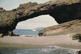Hole in the Wall on the shoreline at Tsusiat Falls on the West Coast Trail