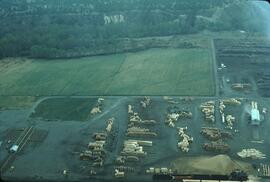 View of Radium sawmill from airplane